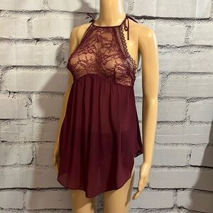 NWOT Victoria’s Secret Merlot Lace Chemise Lingerie Size Medium
